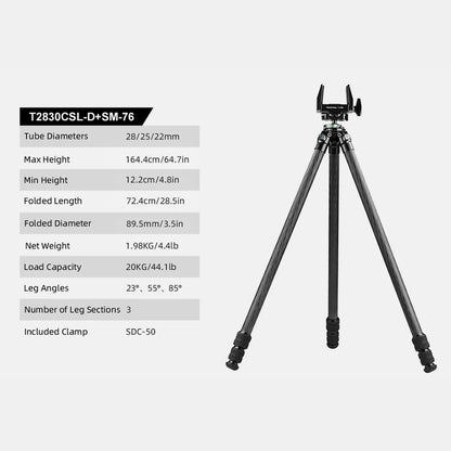 Sunwayfoto T2830CSL Series 65'' Carbon Fiber Tripod