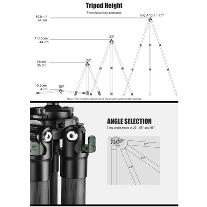 Sunwayfoto T2830CSL Series 65'' Carbon Fiber Tripod